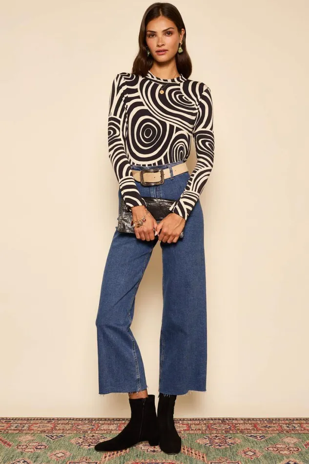 Women RIXO All Clothing Tully Jersey Top Whirlpool Mono