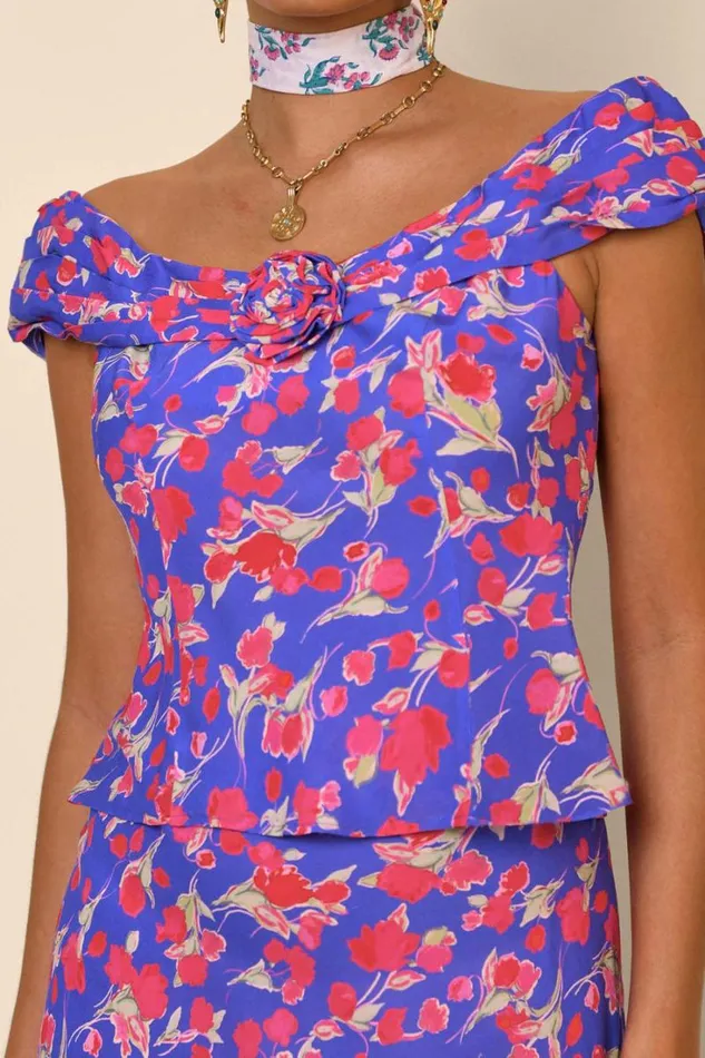 Women RIXO Last Chance Giuletta Top Fontainhas Floral Iris