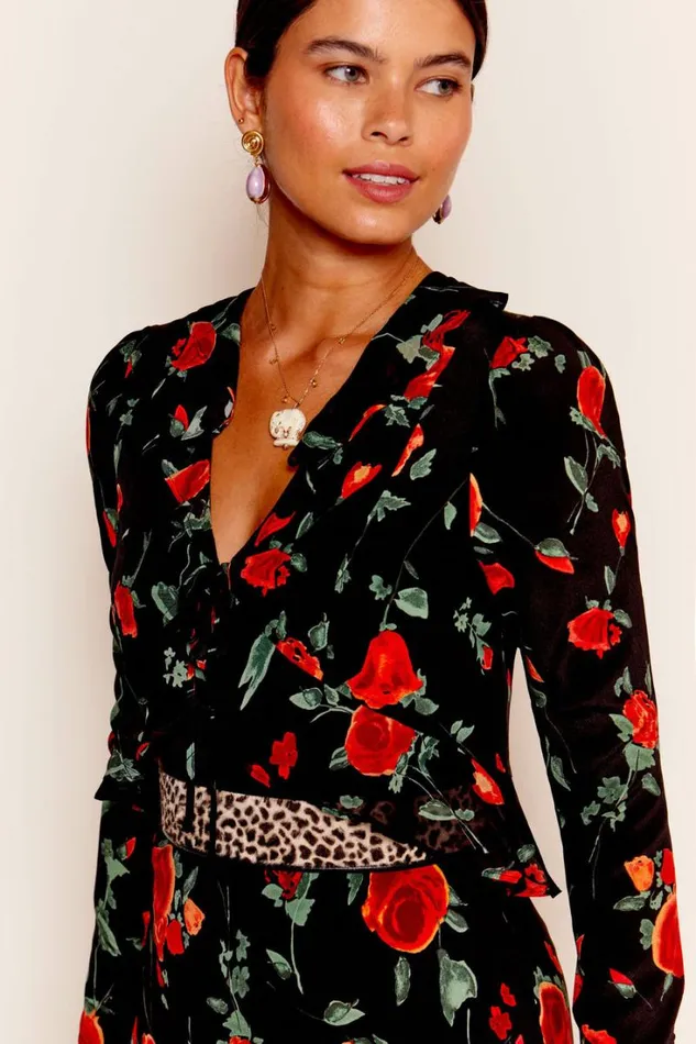 Women RIXO Last Chance Neelu Silk Top Claudia Rose Black