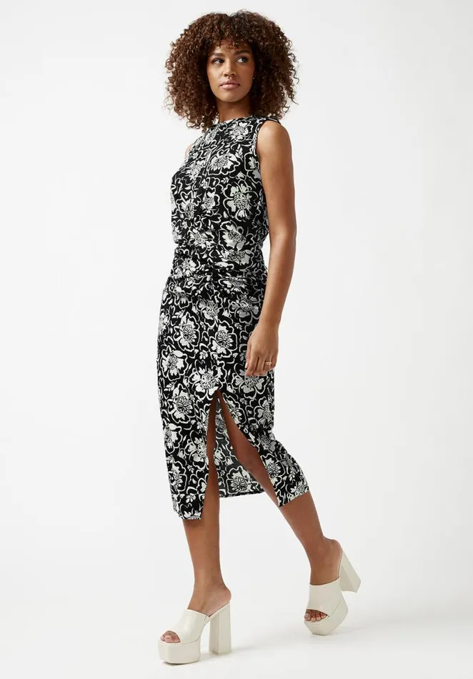 Women Salome Black And Cream Flower Print TwistFront Skirt Black Cream Flwr Buffalo David Bitton Dresses and Jumpsuits