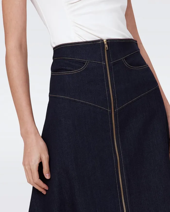 Women Salome Denim Skirt Denim Blue DVF Skirts