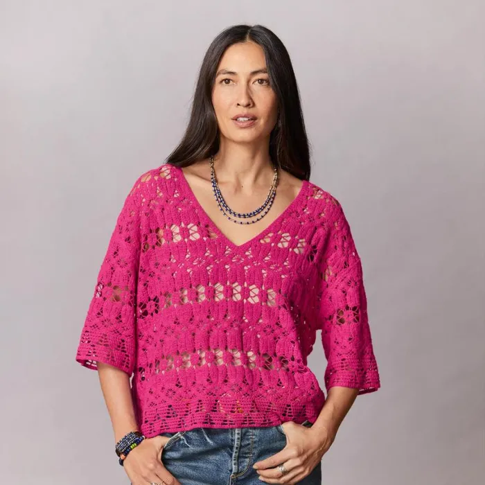 Women Samara Crochet Tee Hot Pink Sundance Catalog Sweaters Women Samara Crochet Tee Hot Pink Sundance Catalog Sweaters