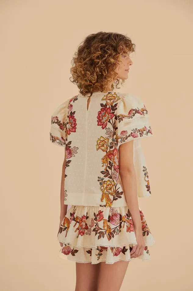 Women Sand Leopard Flowers Blouse Leopard Flowers Sand FARM Rio Blouses