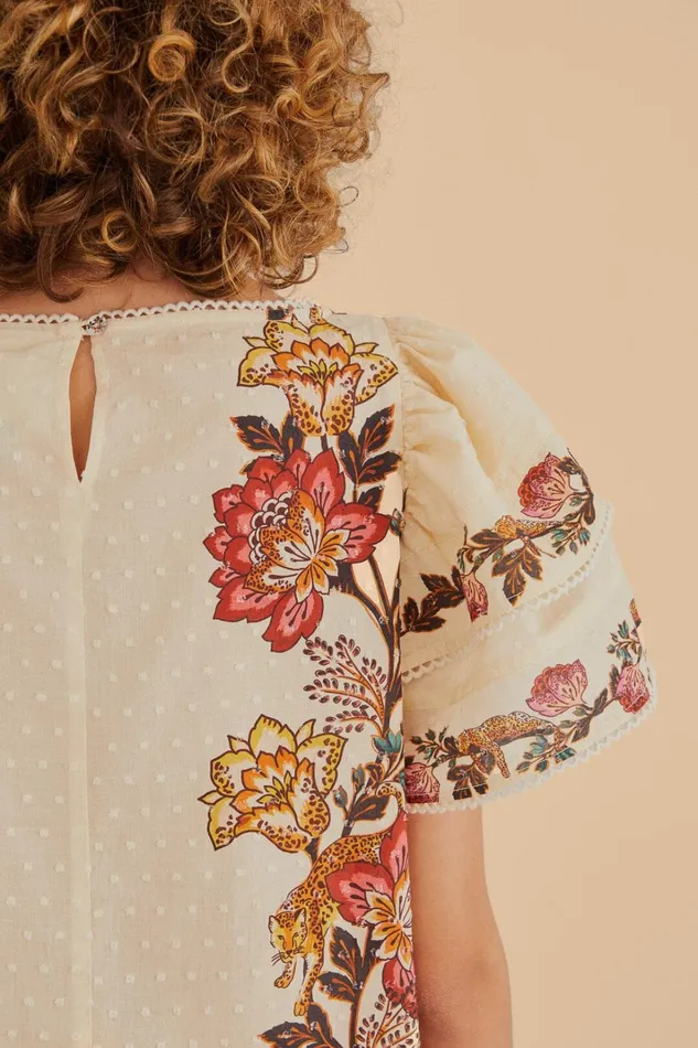 Women Sand Leopard Flowers Blouse Leopard Flowers Sand FARM Rio Blouses