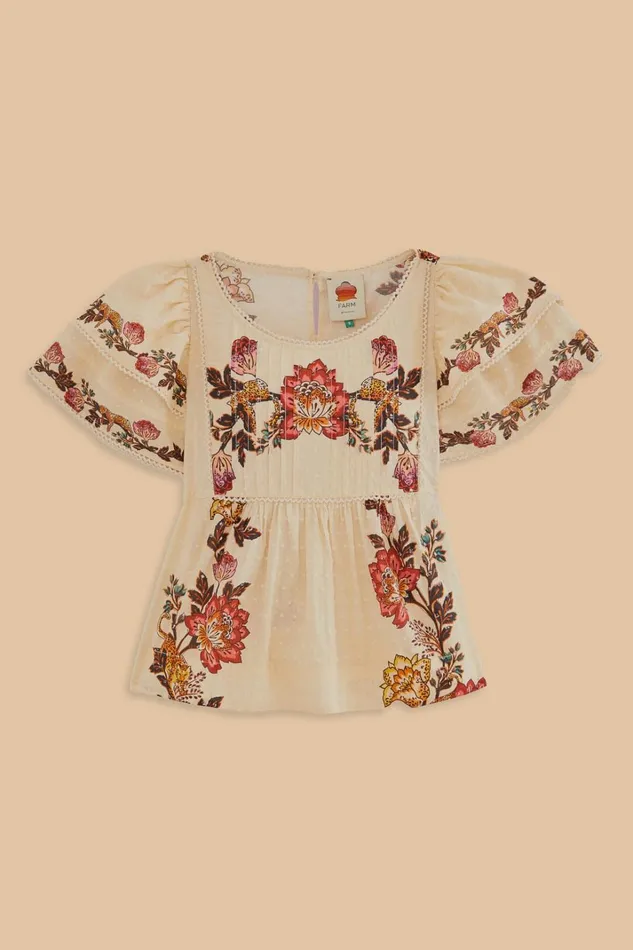 Women Sand Leopard Flowers Blouse Leopard Flowers Sand FARM Rio Blouses