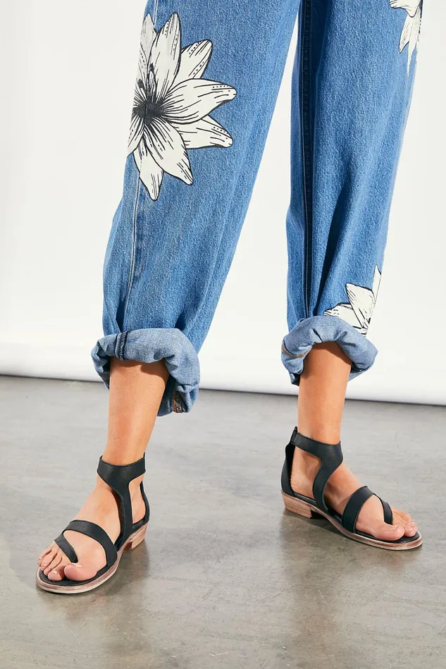 Women Sandals Free People Farrah Asymmetric Sandals Black