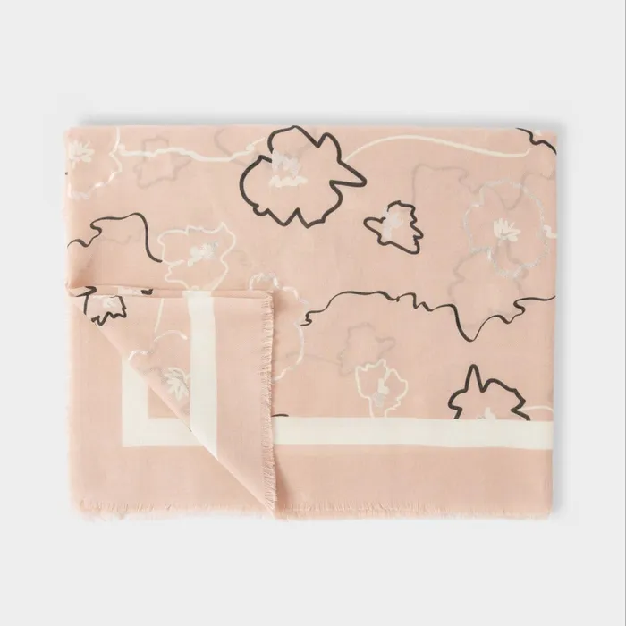 Women Scarves and Womenswear Katie Loxton Flora Outline Printed Foil Scarf 8211 Pink White and Rose Gold Women Scarves and Womenswear Katie Loxton Flora Outline Printed Foil Scarf 8211 Pink White and Rose Gold