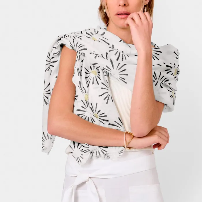 Women Scarves and Womenswear Katie Loxton Sunburst Printed Foil Scarf 8211 White Black And Gold Women Scarves and Womenswear Katie Loxton Sunburst Printed Foil Scarf 8211 White Black And Gold