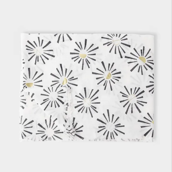 Women Scarves and Womenswear Katie Loxton Sunburst Printed Foil Scarf 8211 White Black And Gold