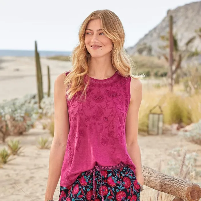 Women Seaside Riches Tank Petite Fuchsia Sundance Catalog Petite Styles