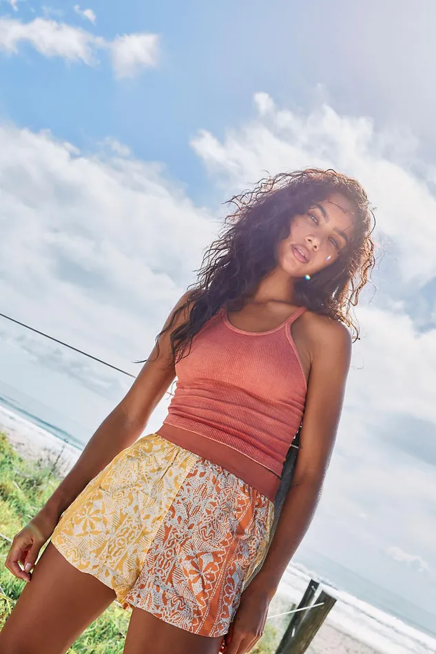 Women Shorts Free People See You Sunday Printed Shorts Burnt Topaz Combo
