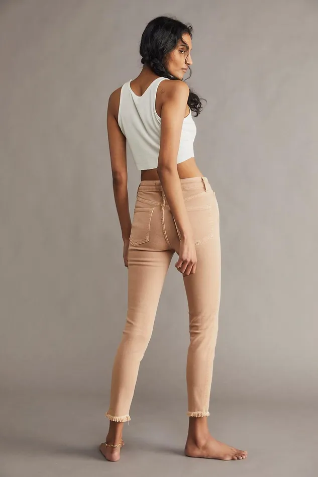 Women Skinny Jeans Free People Raw HighRise Jegging Pink