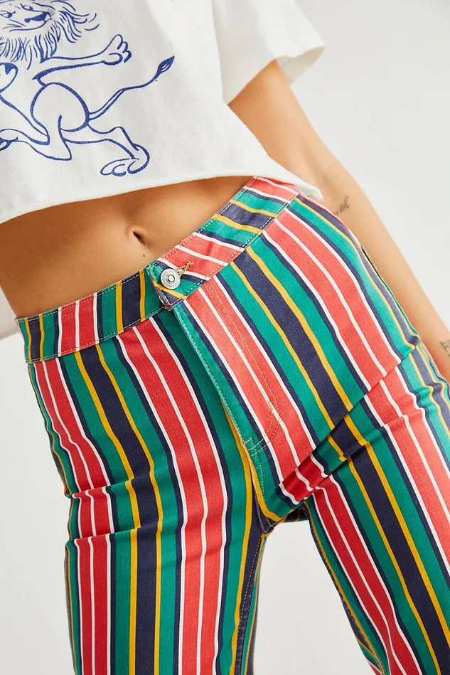 Women Statement Jeans Free People Printed Seneca StraightLeg Pants Red Rocks Combo