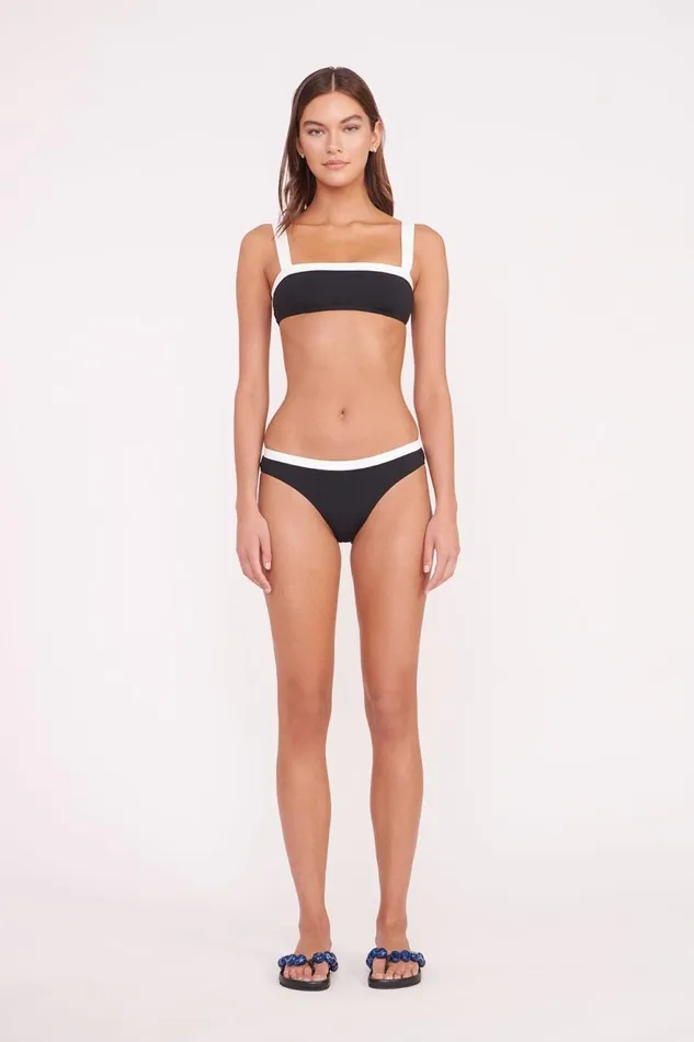 Women STAUD Bikinis GEMMA BIKINI BOTTOM BLACK WHITE