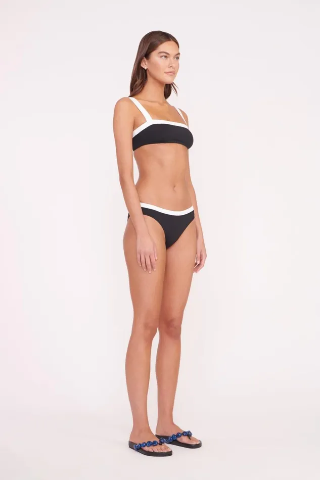 Women STAUD Bikinis GEMMA BIKINI BOTTOM BLACK WHITE