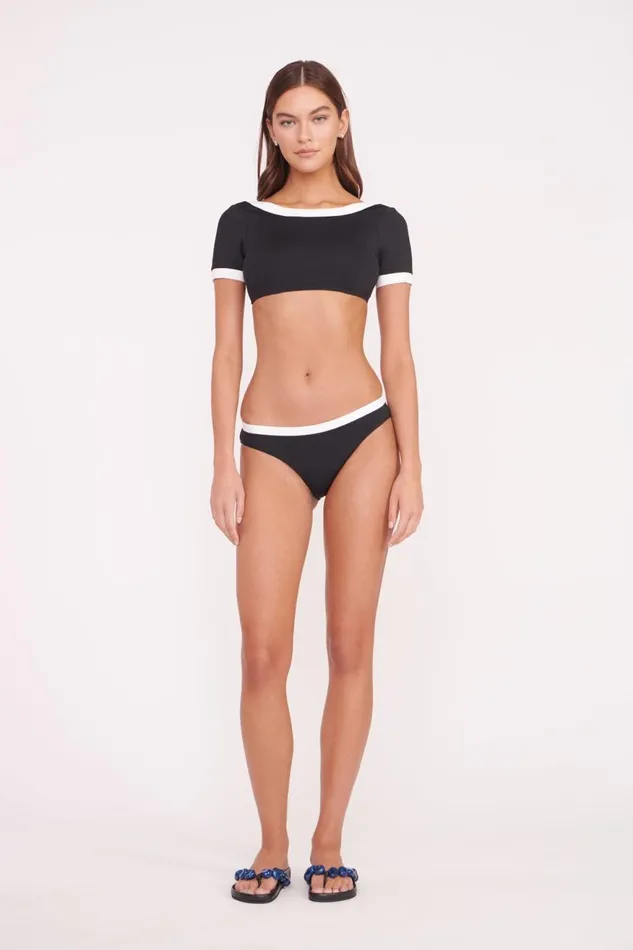 Women STAUD Bikinis GEMMA BIKINI BOTTOM BLACK WHITE
