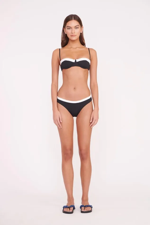 Women STAUD Bikinis GEMMA BIKINI BOTTOM BLACK WHITE