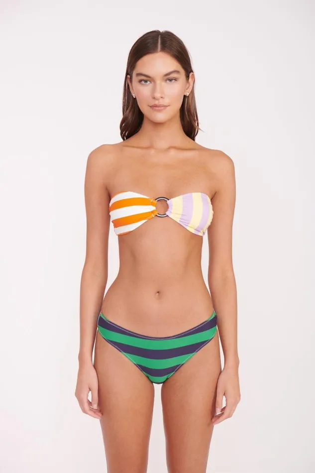 Women STAUD Bikinis RILEY BANDEAU TOP CABANA STRIPE MULTI