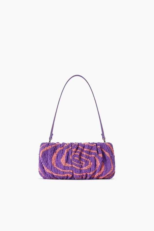 Women STAUD Clutches BEADED BEAN BAG AMETHYST ACID SWIRL