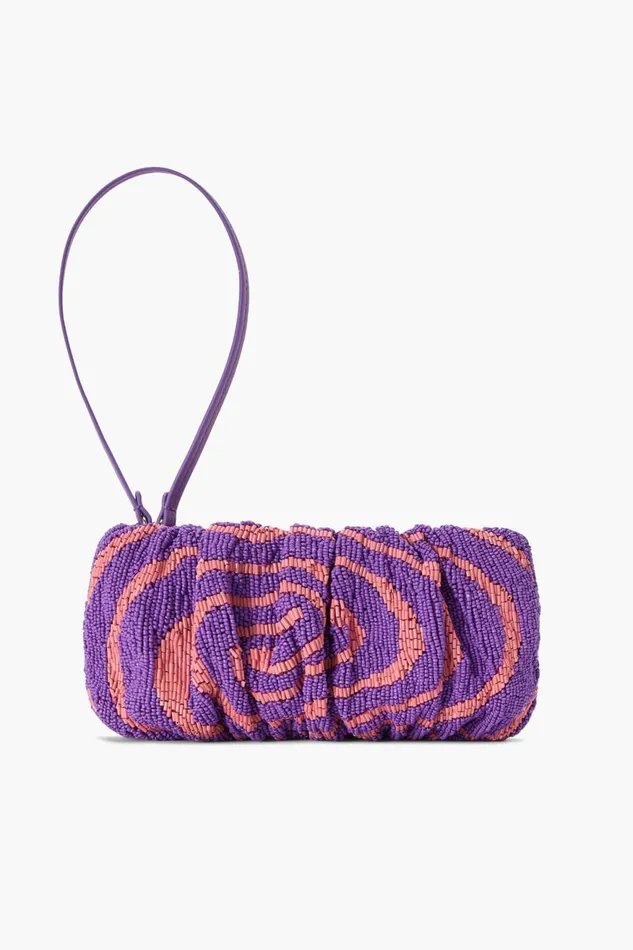 Women STAUD Clutches BEADED BEAN BAG AMETHYST ACID SWIRL