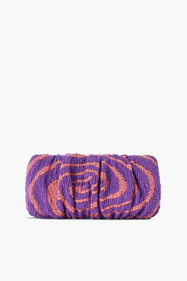 Women STAUD Clutches BEADED BEAN BAG AMETHYST ACID SWIRL