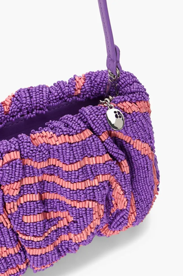Women STAUD Clutches BEADED BEAN BAG AMETHYST ACID SWIRL