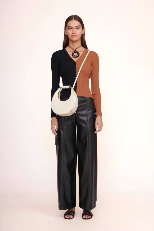 Women STAUD Crossbody MINI MOON BAG CREAM
