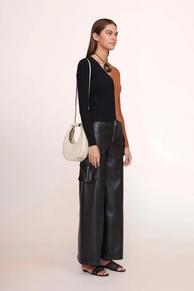Women STAUD Crossbody MINI MOON BAG CREAM
