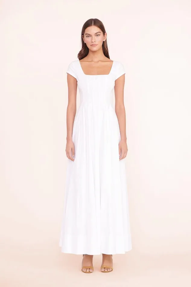 Women STAUD Dresses MAXI SHORT SLEEVE WELLS DRESS WHITE