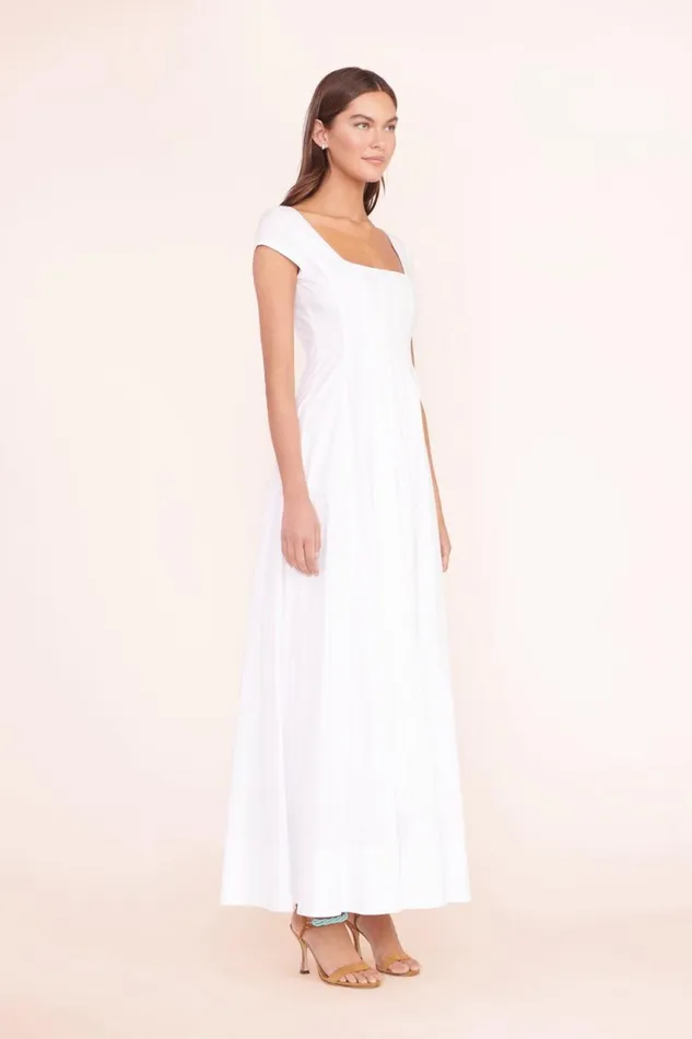 Women STAUD Dresses MAXI SHORT SLEEVE WELLS DRESS WHITE