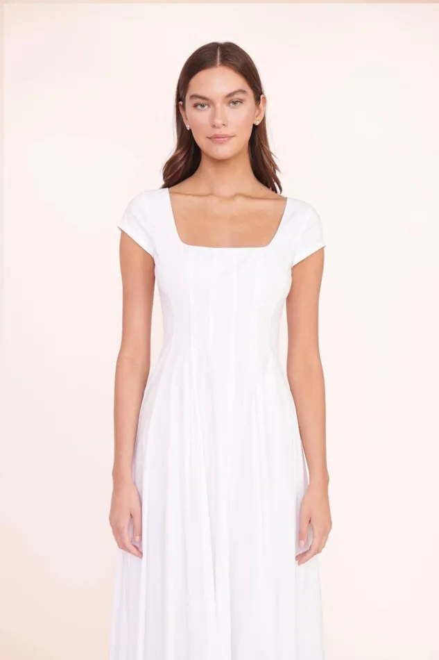 Women STAUD Dresses MAXI SHORT SLEEVE WELLS DRESS WHITE