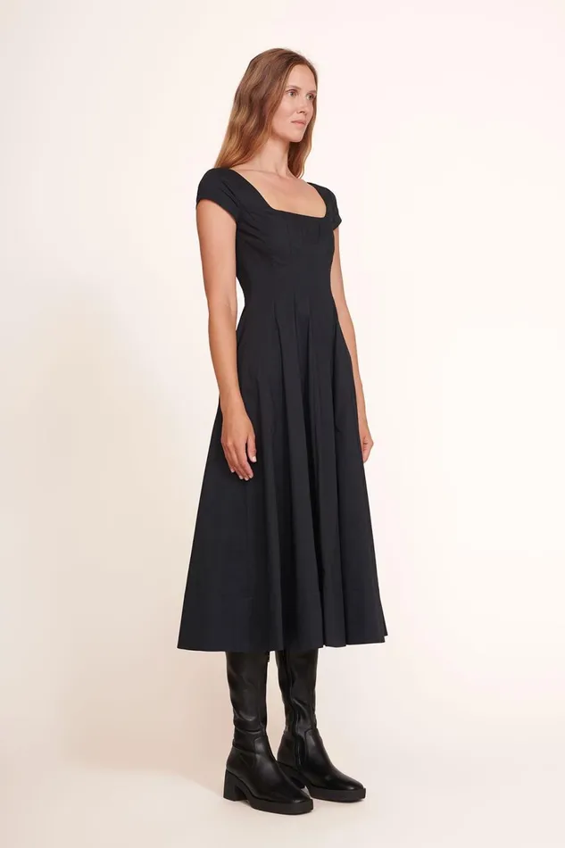 Women STAUD Dresses SHORT SLEEVE WELLS DRESS BLACK