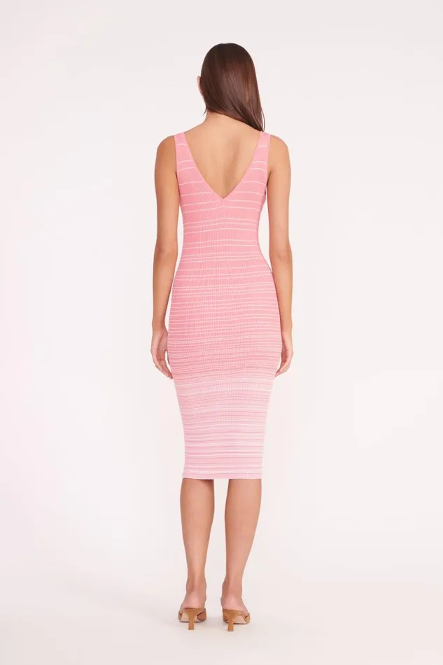 Women STAUD Knits DANA DRESS CORAL PINK WHITE