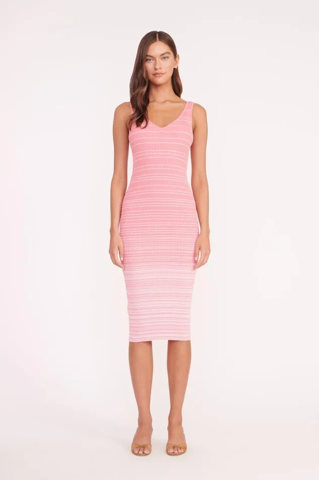 Women STAUD Knits DANA DRESS CORAL PINK WHITE