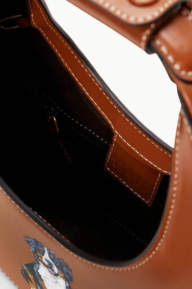 Women STAUD Pet Handbags CUSTOM MINI MOON BAG TAN