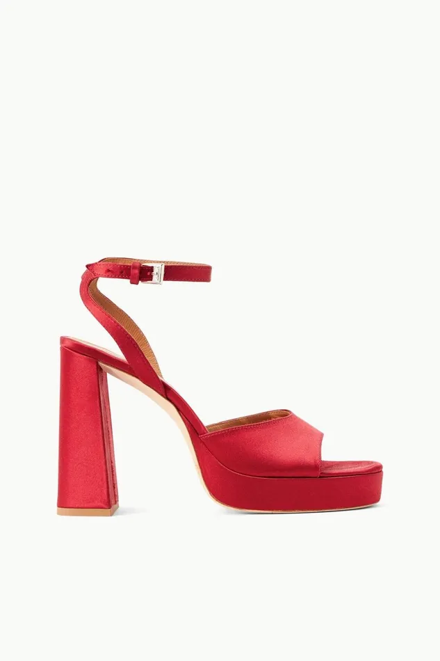 Women STAUD Platforms and Wedges SOLANGE PLATFORM RUBY SATIN