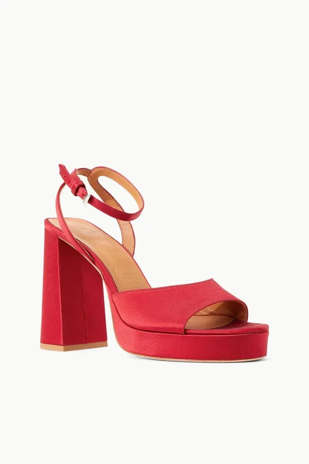 Women STAUD Platforms and Wedges SOLANGE PLATFORM RUBY SATIN