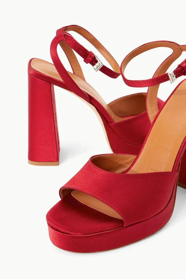 Women STAUD Platforms and Wedges SOLANGE PLATFORM RUBY SATIN