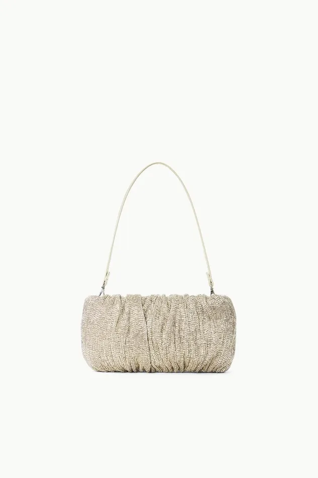 Women STAUD Shoulder BEADED BEAN BAG SILVER