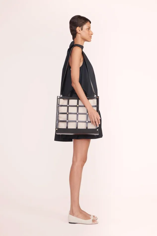 Women STAUD Shoulder EMMA TOTE BLACK NATURAL Women STAUD Shoulder EMMA TOTE BLACK NATURAL