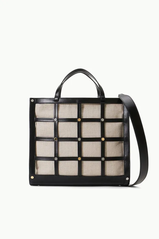 Women STAUD Shoulder EMMA TOTE BLACK NATURAL Women STAUD Shoulder EMMA TOTE BLACK NATURAL