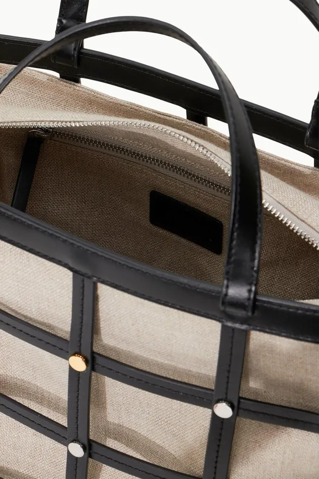 Women STAUD Shoulder EMMA TOTE BLACK NATURAL Women STAUD Shoulder EMMA TOTE BLACK NATURAL