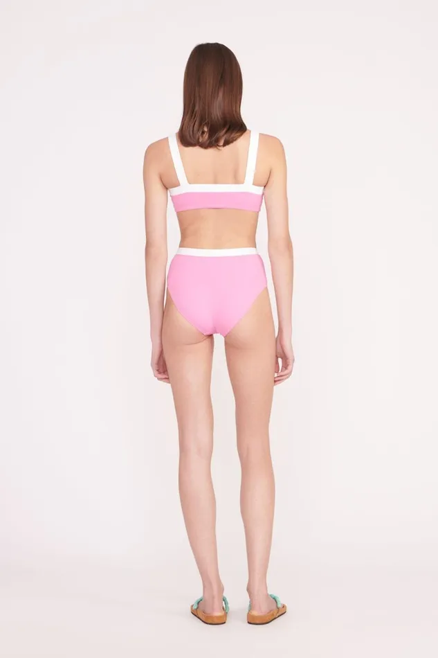 Women STAUD Swim DEVON HIGH RISE BIKINI BOTTOM CORAL PINK WHITE Women STAUD Swim DEVON HIGH RISE BIKINI BOTTOM CORAL PINK WHITE