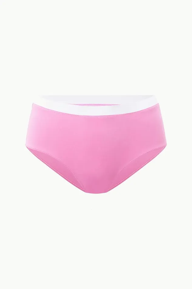 Women STAUD Swim DEVON HIGH RISE BIKINI BOTTOM CORAL PINK WHITE Women STAUD Swim DEVON HIGH RISE BIKINI BOTTOM CORAL PINK WHITE