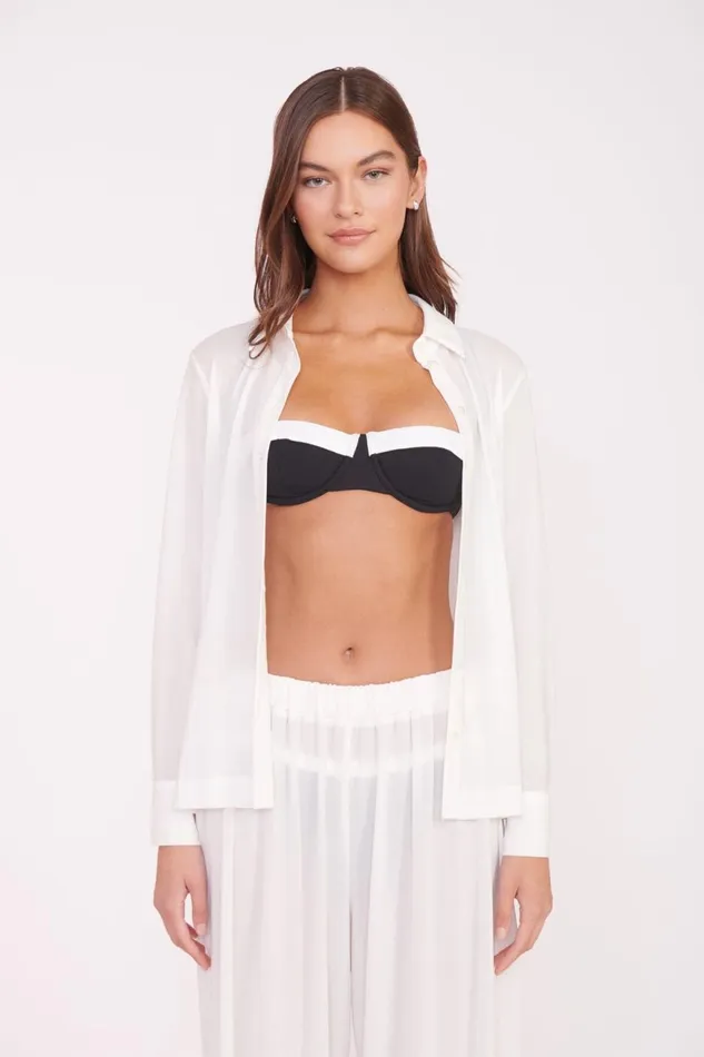 Women STAUD Swim MIRIAM COVERUP TOP WHITE Women STAUD Swim MIRIAM COVERUP TOP WHITE