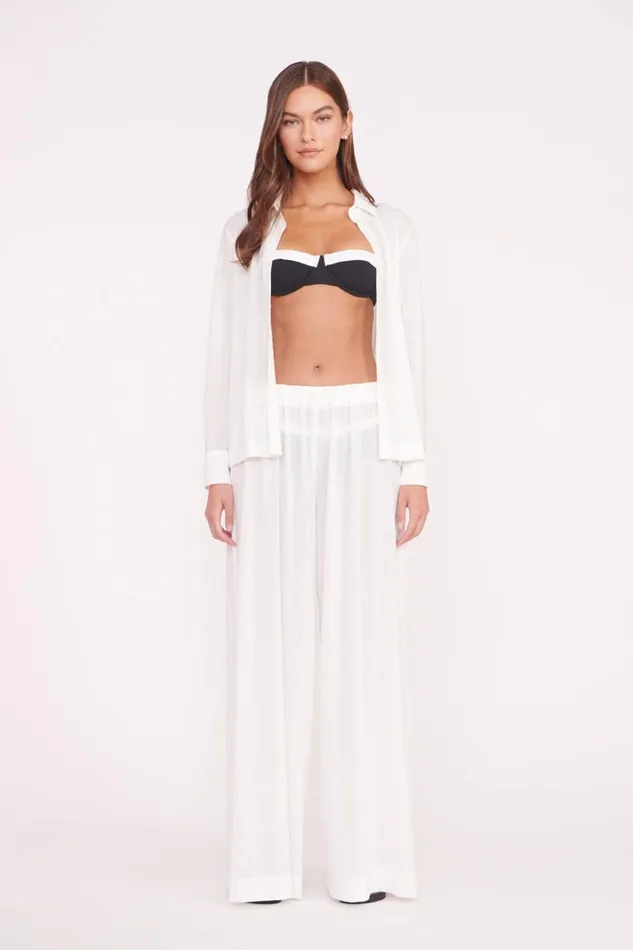 Women STAUD Swim MIRIAM COVERUP TOP WHITE Women STAUD Swim MIRIAM COVERUP TOP WHITE