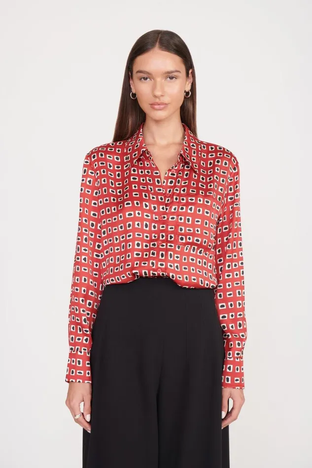 Women STAUD Tops MARTHA TUNIC RUBY GEOSCAPE
