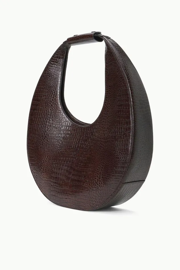 Women STAUD Totes LARGE MOON BAG ESPRESSO CROC EMBOSSED Women STAUD Totes LARGE MOON BAG ESPRESSO CROC EMBOSSED