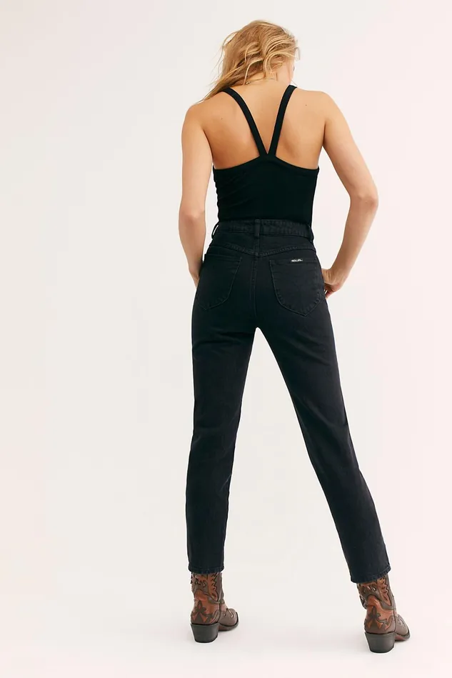 Women StraightLeg Jeans Free People Rolla039s Original Straight Jean Ash Black