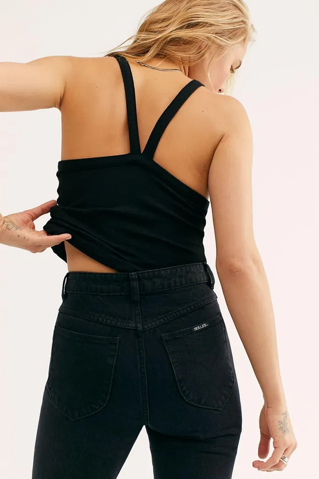 Women StraightLeg Jeans Free People Rolla039s Original Straight Jean Ash Black